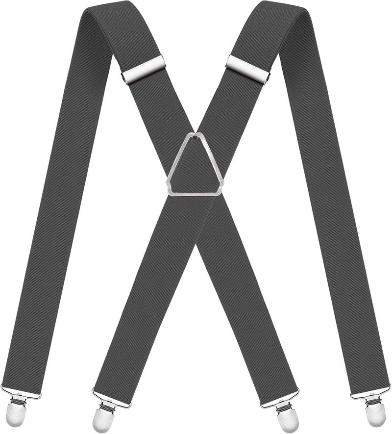 WOXVM Mens Suspenders Adjustable Braces with 4 Strong Metal Clips Elastic X Back Heavy Duty Suspender for Men and Women - Image 1